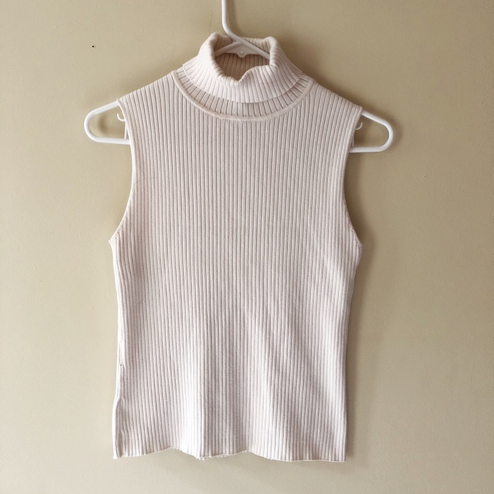Lord & Taylor 100% Pima Sleeveless Turtleneck